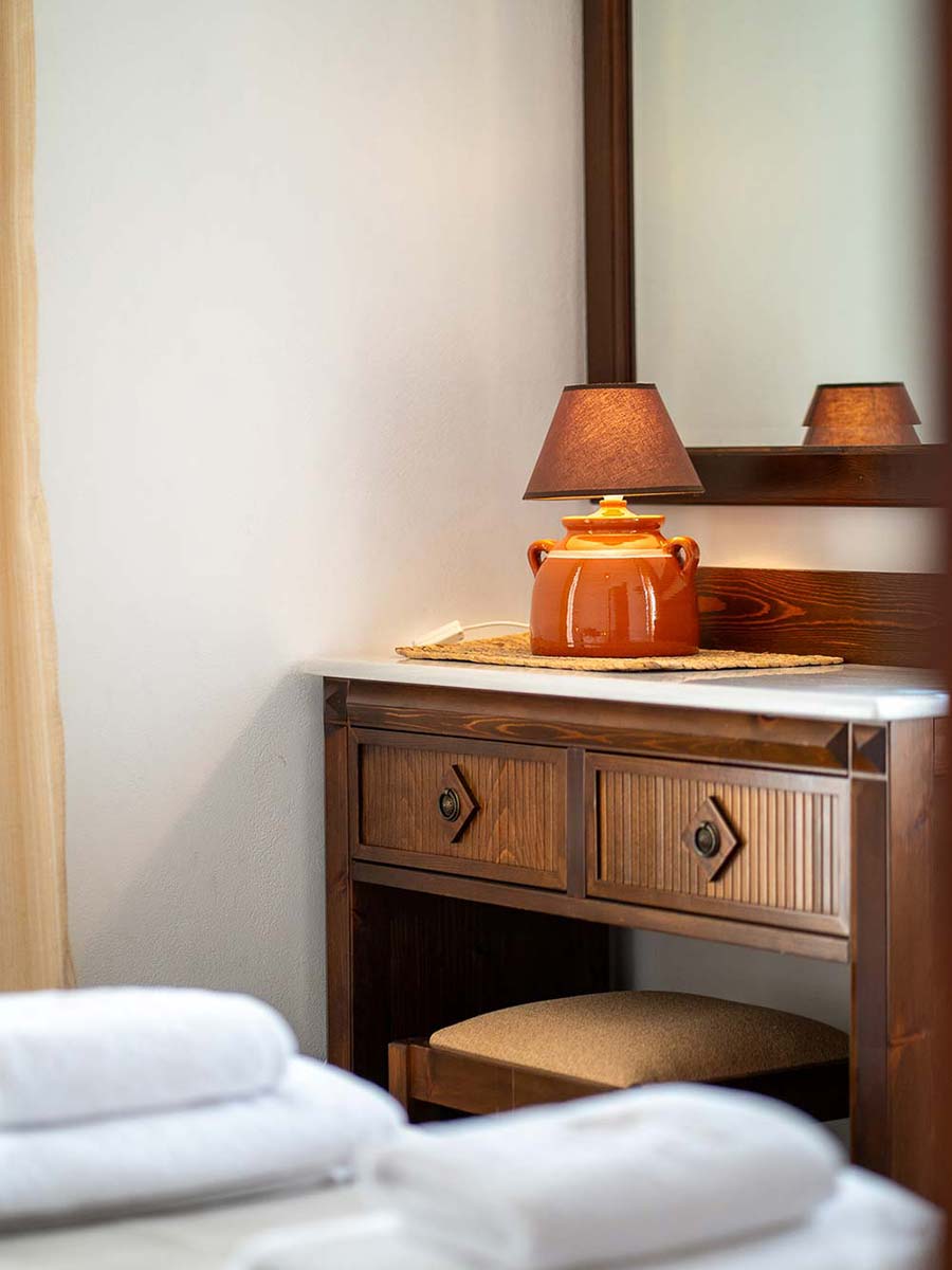 Decorative details in the Bougainvillea apartment, at Mirsini apartments in Sifnos